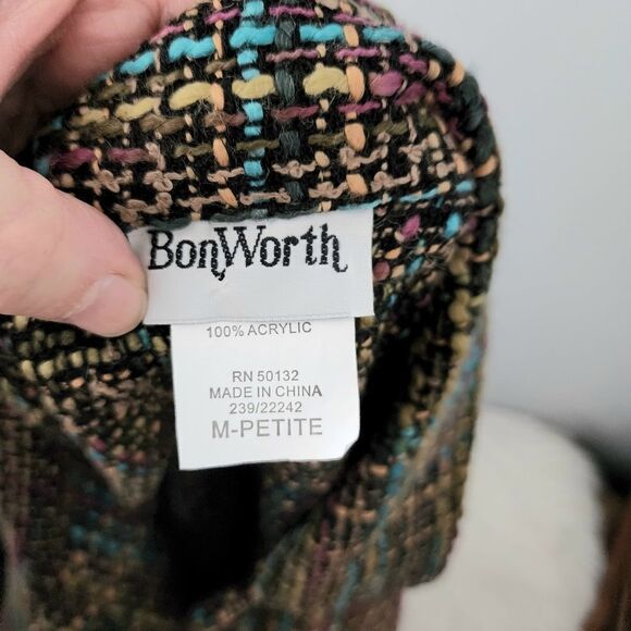 Bon Worth vintage blazer petite medium women's button front multicolor - Picture 4 of 8